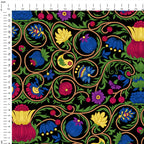 Elizabethan Floral Black Fabric