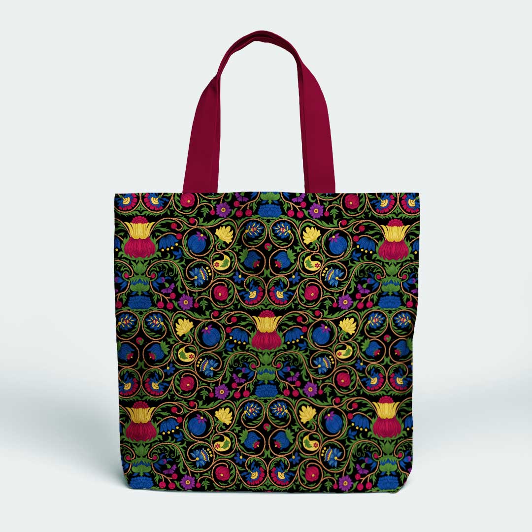 Elizabethan Floral Black Fabric