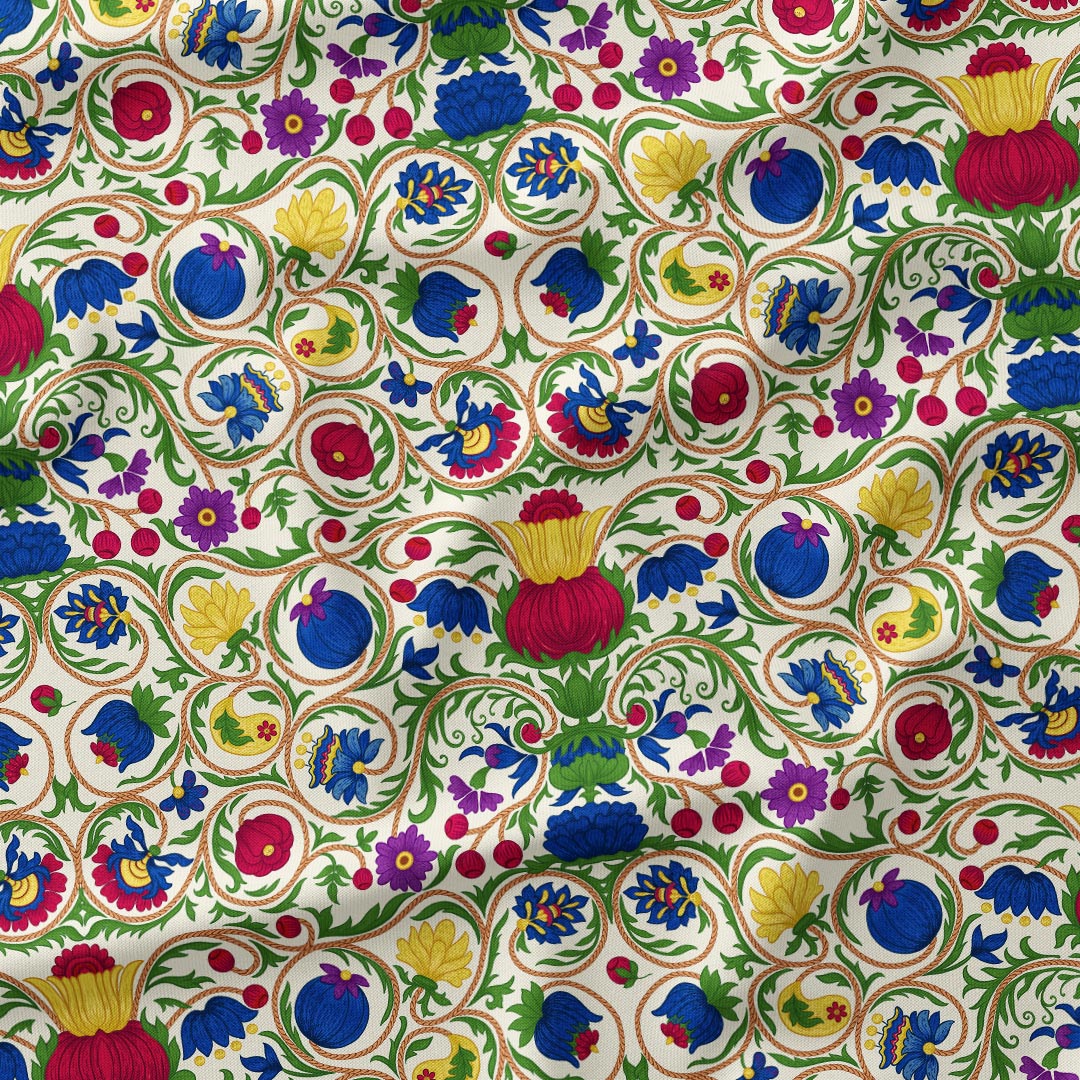 Elizabethan Floral Cream Fabric