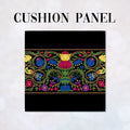 CUSHION Elizabethan Floral Scroll Black Fabric Panel CP-635