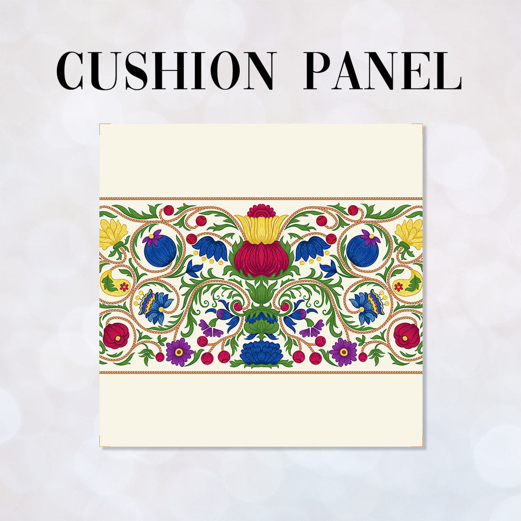 CUSHION Elizabethan Floral Scroll Cream Fabric Panel CP-636
