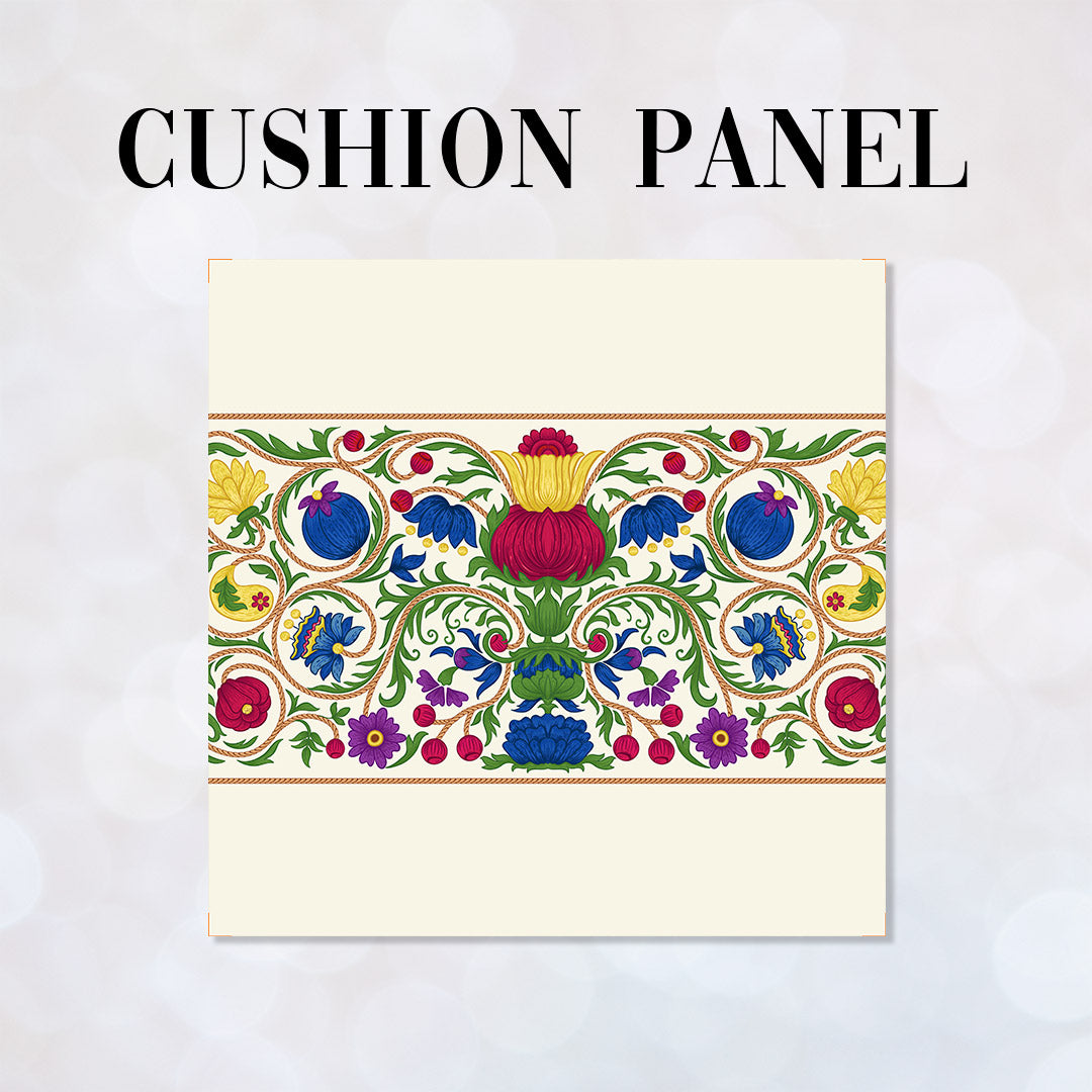 CUSHION Elizabethan Floral Scroll Cream Fabric Panel CP-636