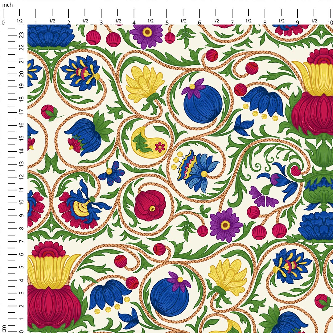 Elizabethan Floral Cream Fabric