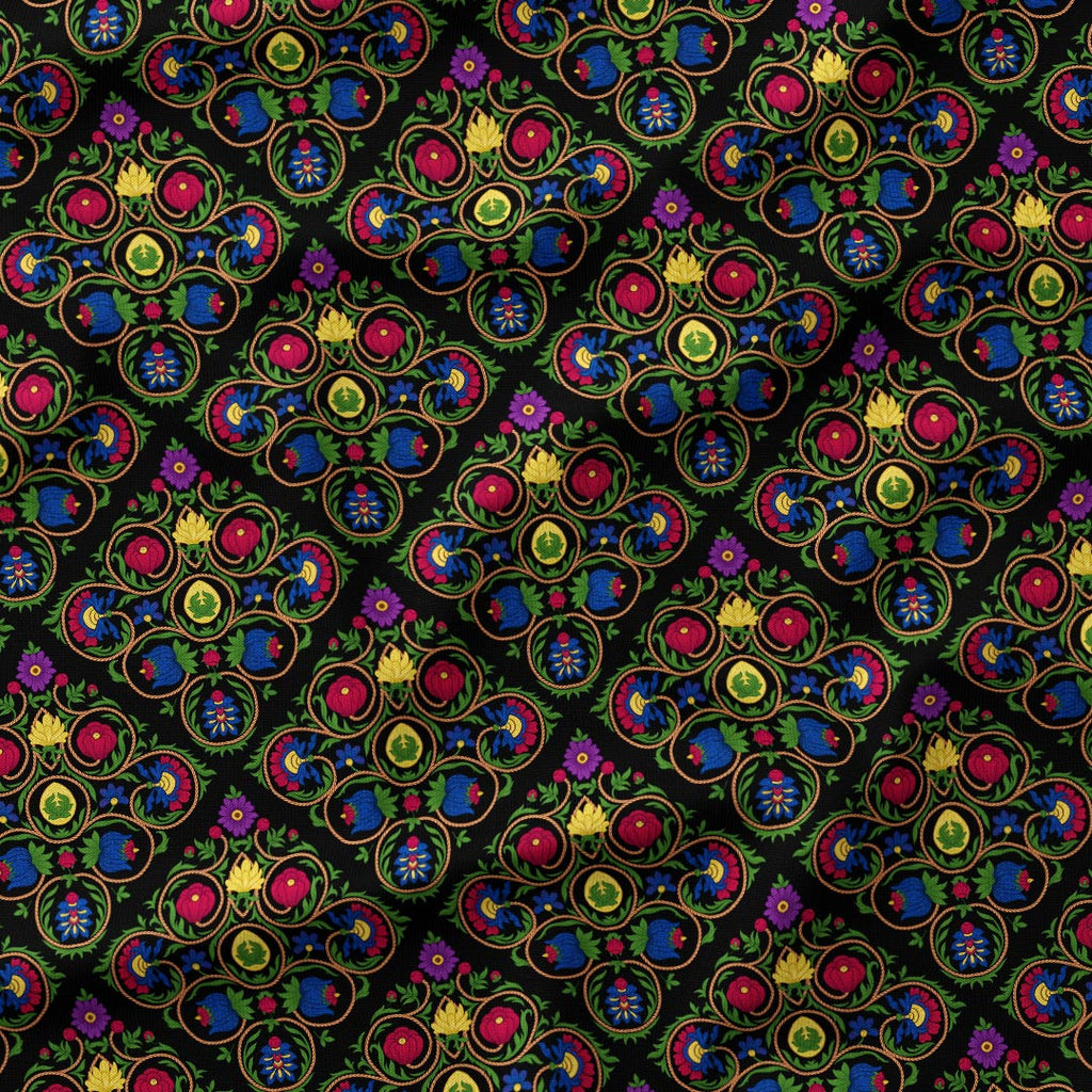 Elizabethan Ornament Black Fabric