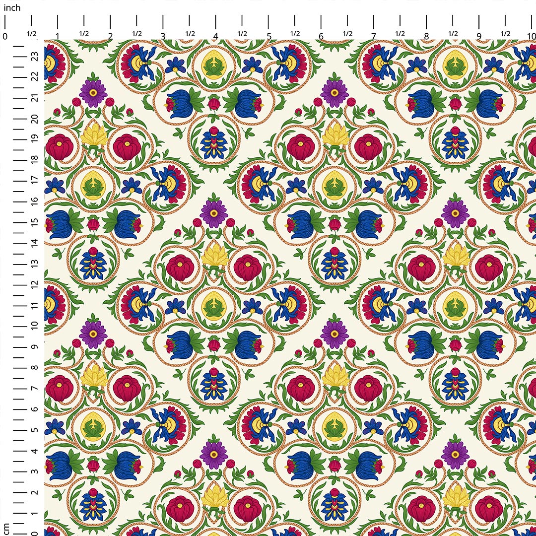 Elizabethan Ornament Cream Fabric