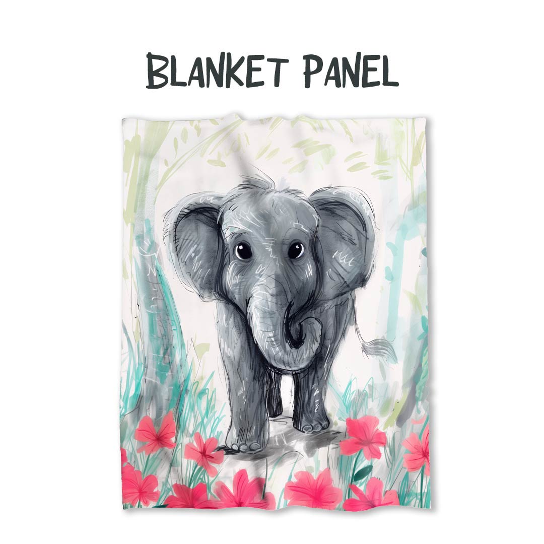 Ellie The Elephant Fabric Blanket Panel BP-11