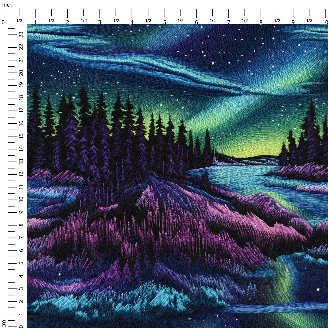 Aurora Forest Faux Embroidery Fabric