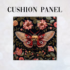 CUSHION Panel Embroidered Floral Moth CP-196