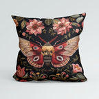 CUSHION Panel Embroidered Floral Moth CP-196