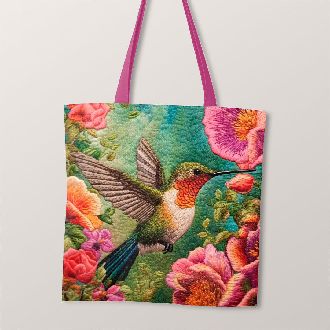TOTE Embroidered Hummingbird 1 Fabric Bag Panel