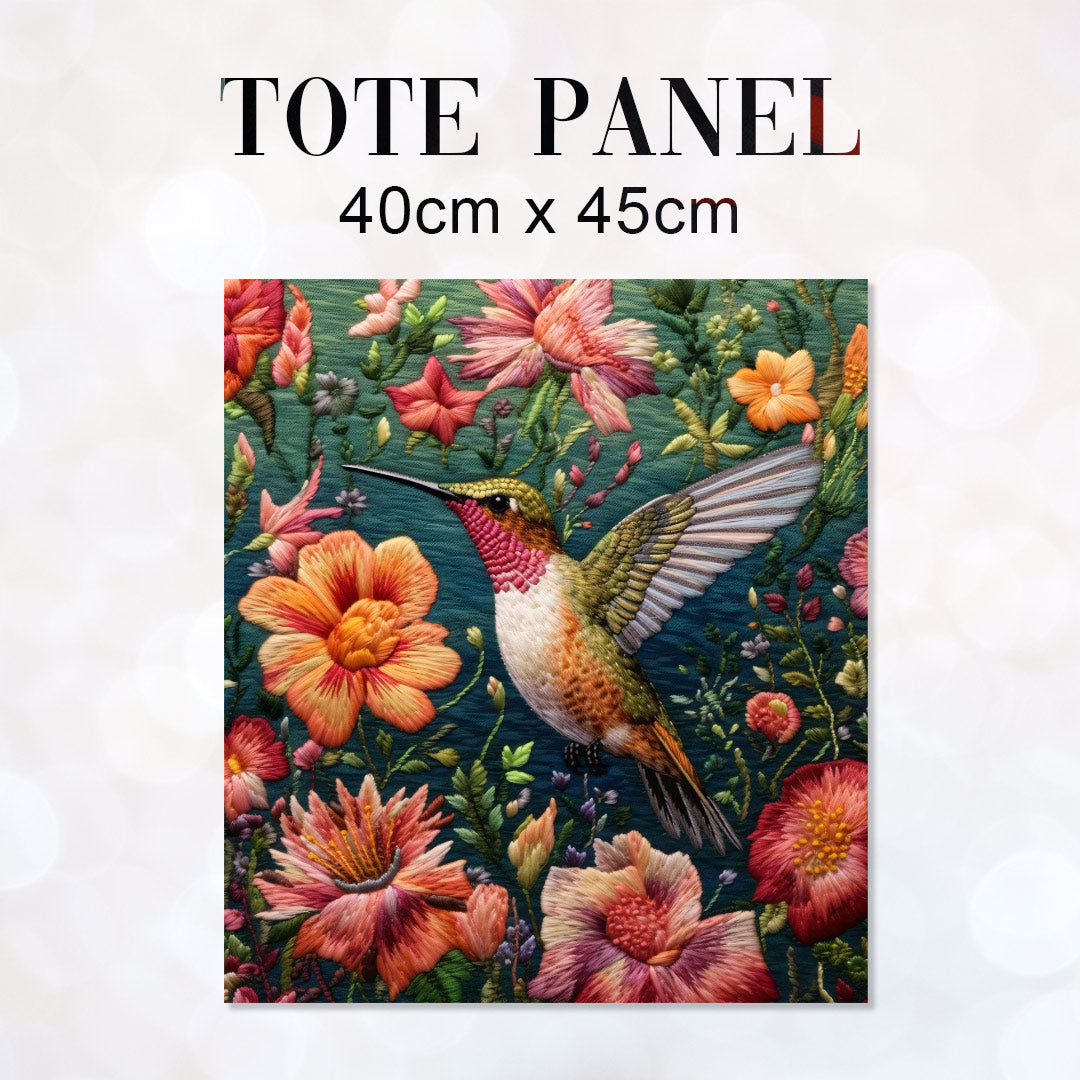 TOTE Embroidered Hummingbird 2 Fabric Bag Panel – Custom Fabrics UK