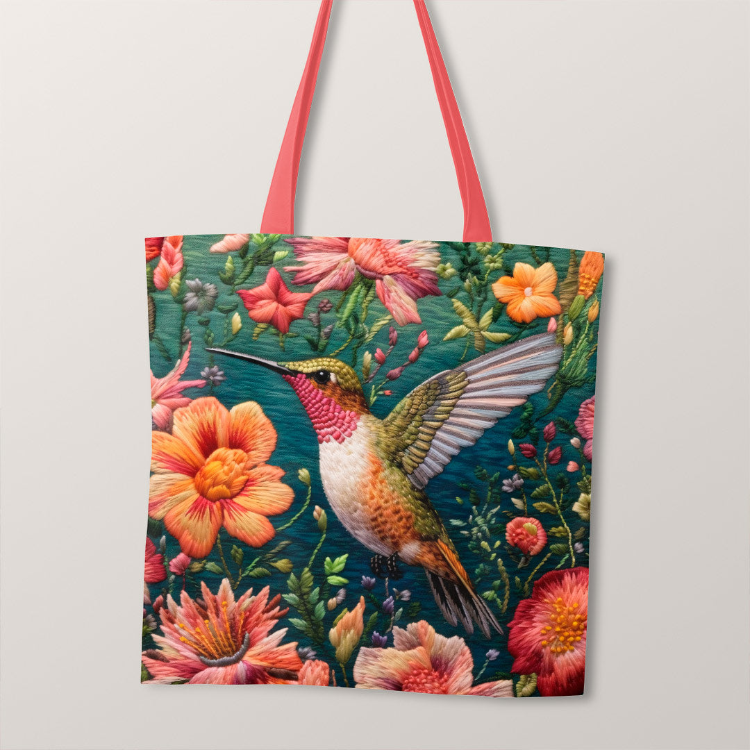 TOTE Embroidered Hummingbird 2 Fabric Bag Panel