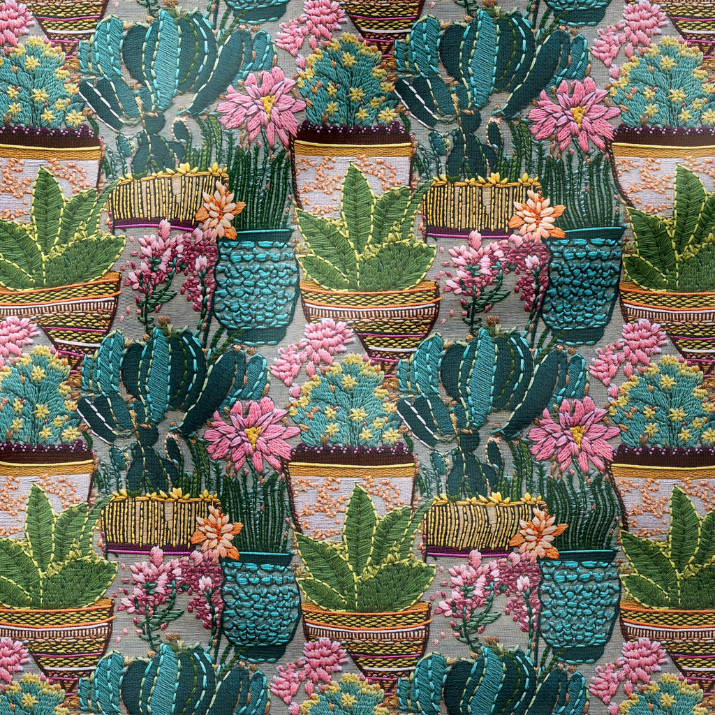 Embroidered Plants Fabric
