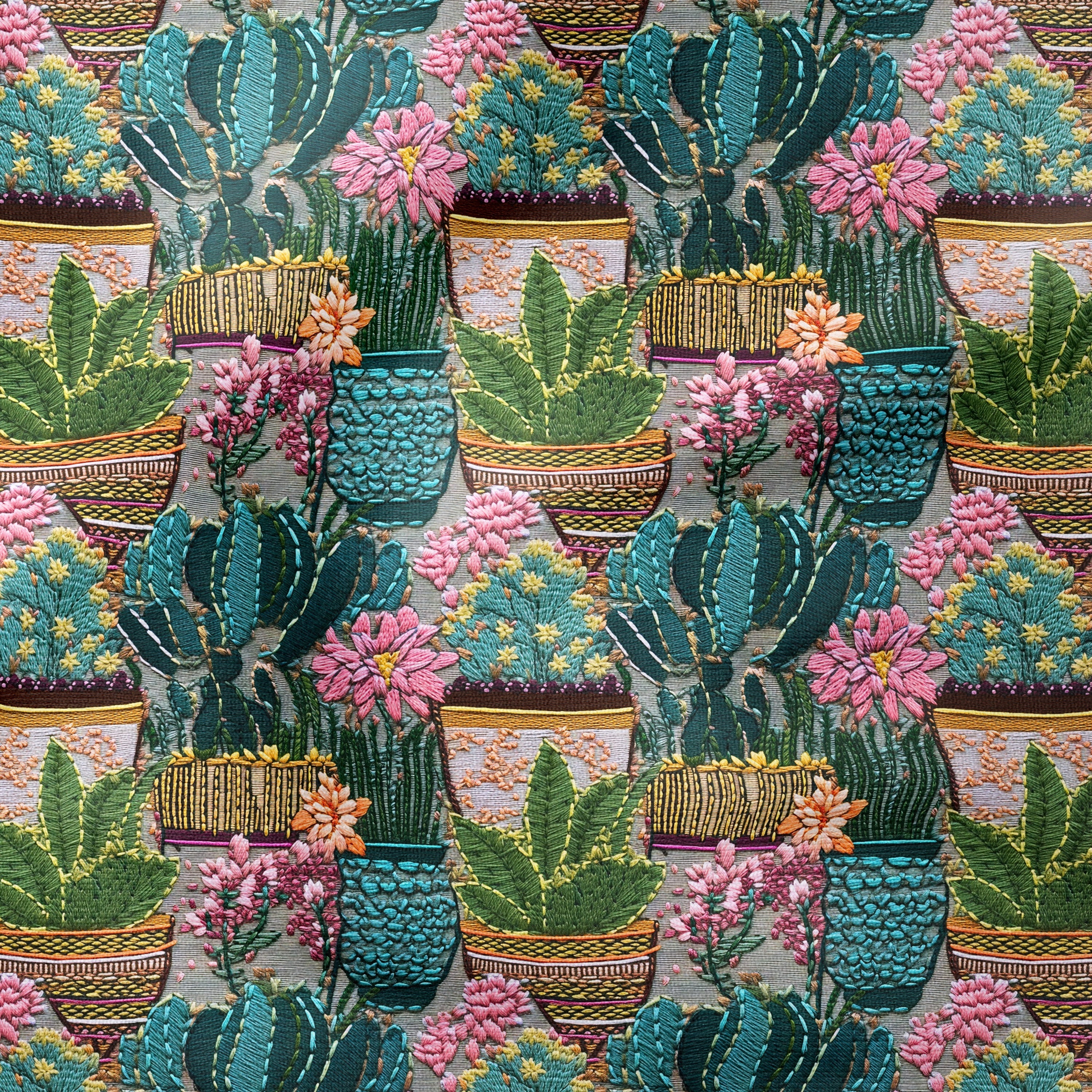 Embroidered Plants Fabric