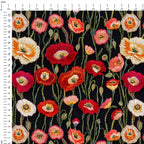 Embroidered Poppies Fabric