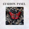 CUSHION Panel Embroidered Red Moth CP-197