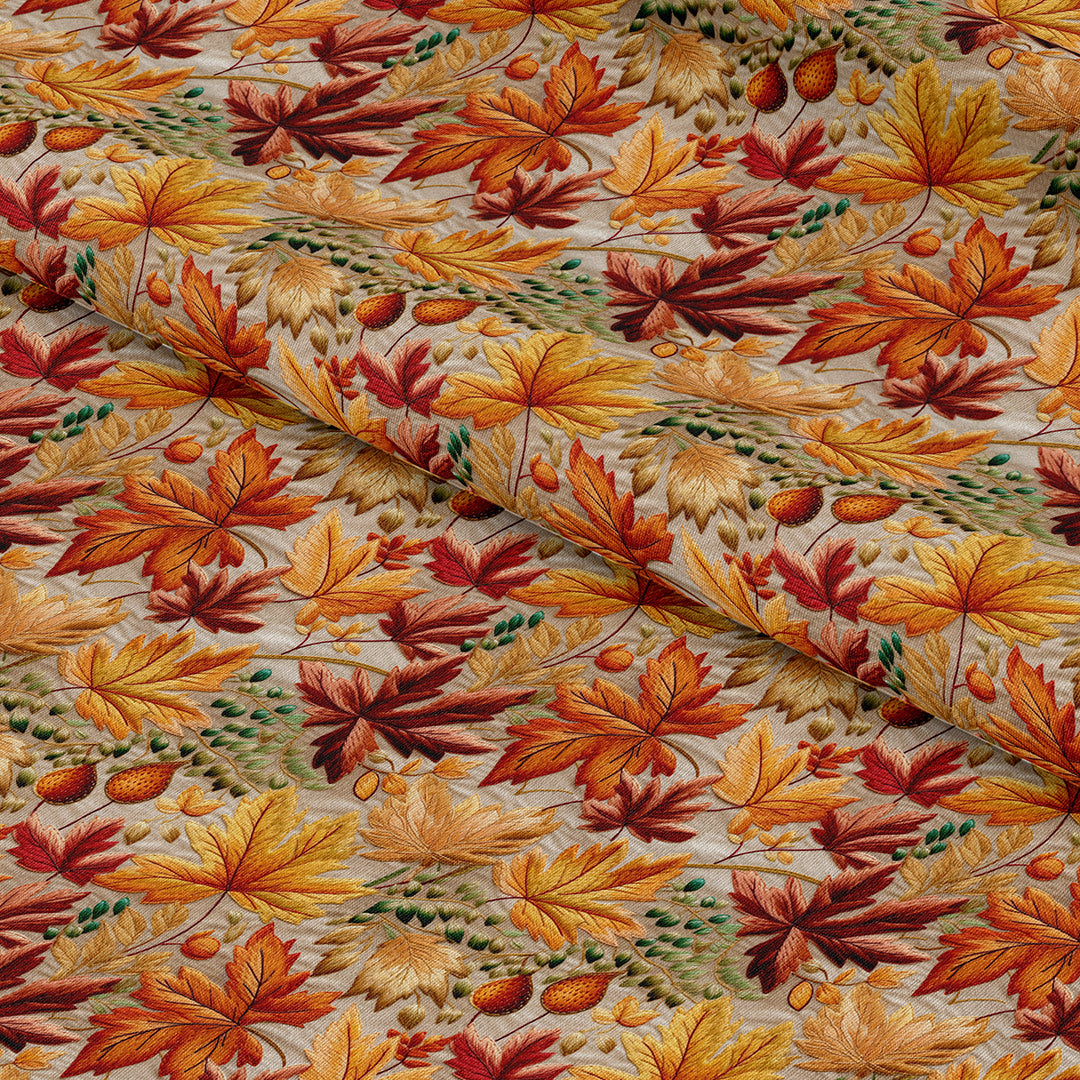 Autumn Leaves Embroidery Fabric