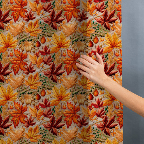 Autumn Leaves Embroidery Fabric