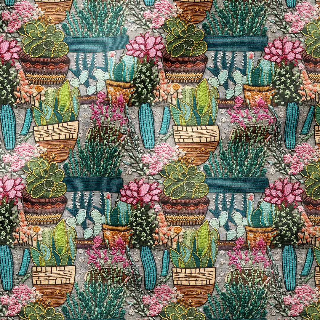 Cactus Embroidery Fabric