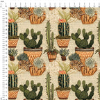 Cactus On Burlap Embroidery Fabric