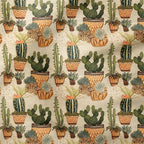 Cactus On Burlap Embroidery Fabric