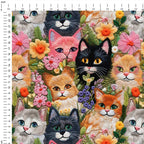 Embroidered Cats Fabric