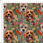 Embroidered Dogs Fabric