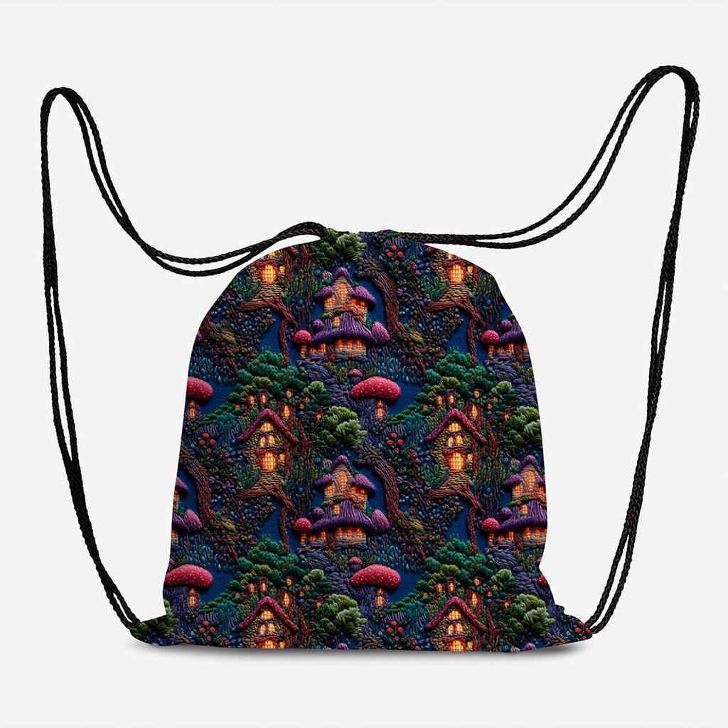 Embroidery Forest Fairy Houses Fabric