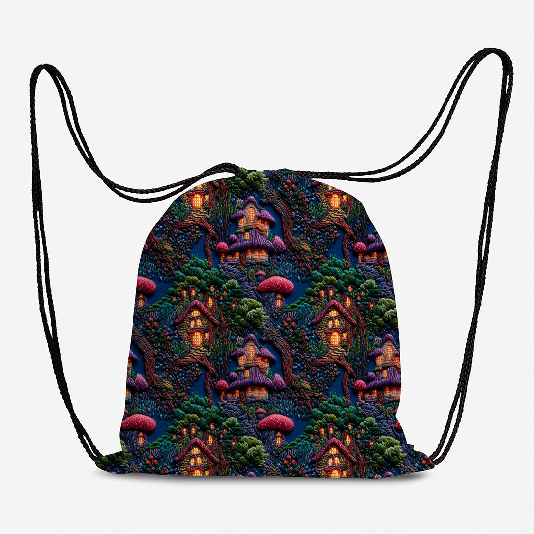 Embroidery Forest Fairy Houses Fabric