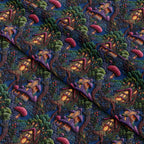 Embroidery Forest Fairy Houses Fabric