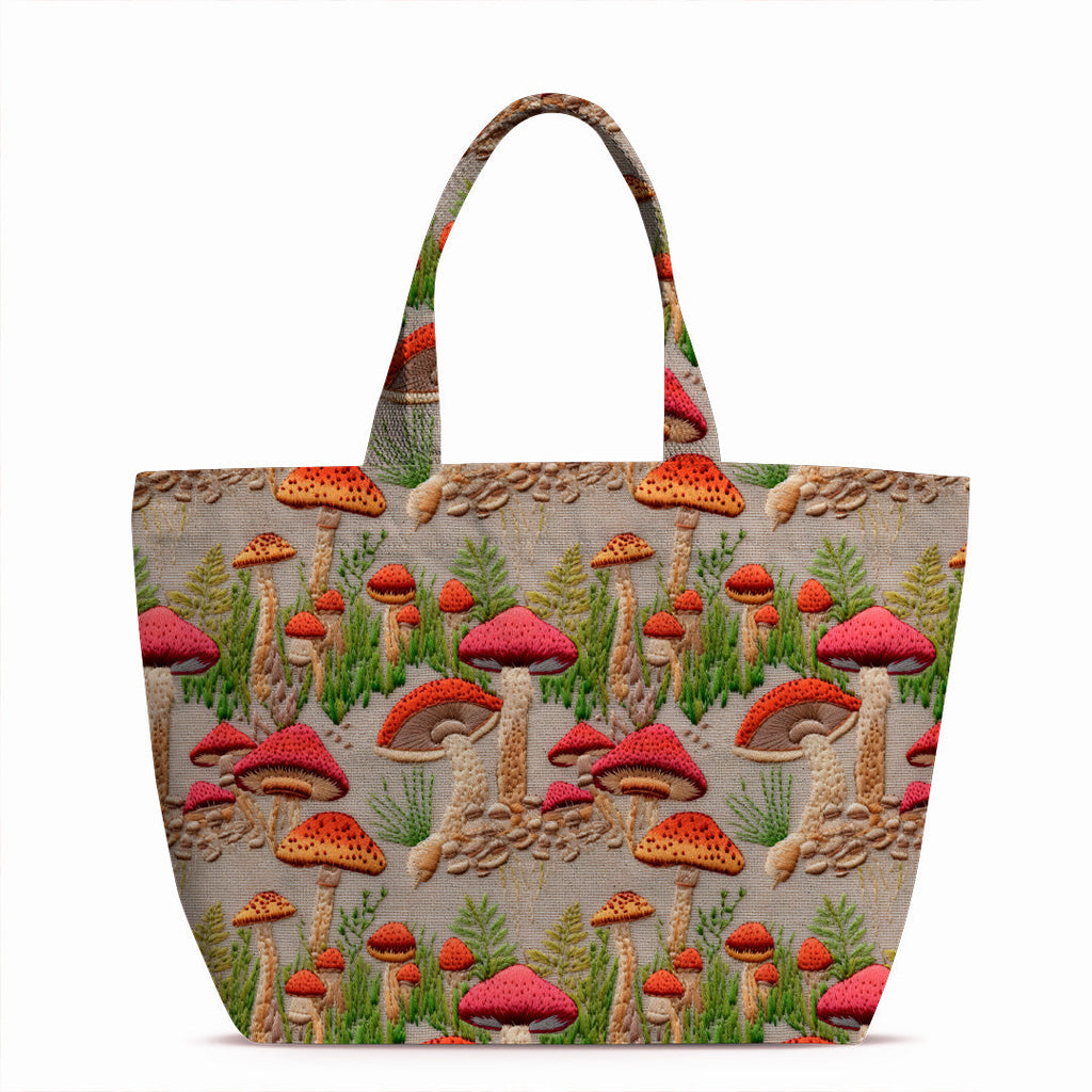 Mushrooms Beige Embroidery Fabric