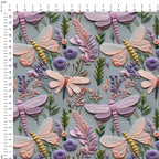 Pastel Dragonflies Embroidery Fabric
