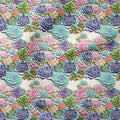 Pastel Succulents Embroidery Fabric