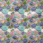 Pastel Succulents Embroidery Fabric