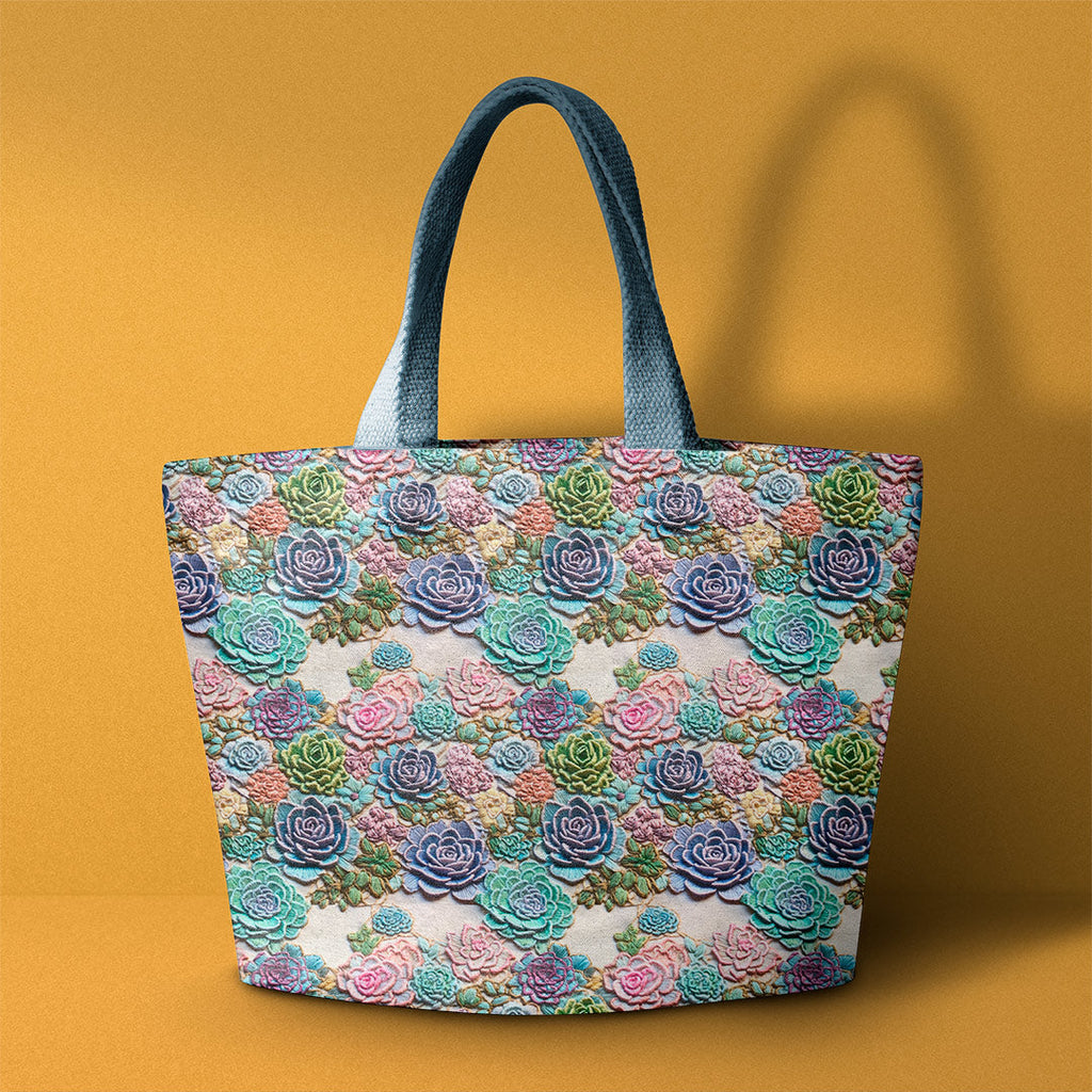 Pastel Succulents Embroidery Fabric