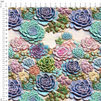 Pastel Succulents Embroidery Fabric