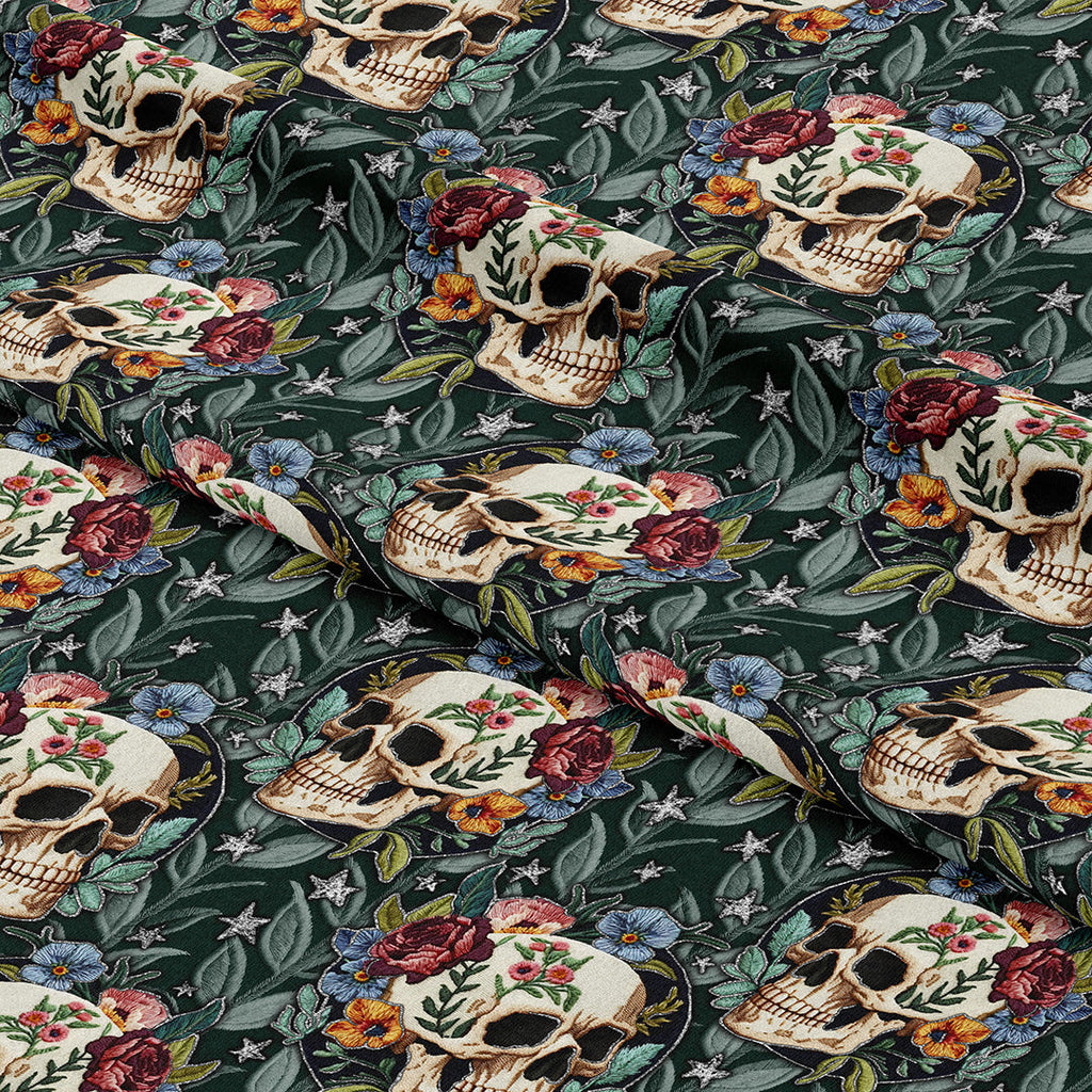 Embroidery Skulls Fabric