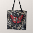 TOTE Fabric Bag Panel Embroidered Red Moth TP-267