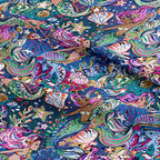 Enchanted Mermaids Navy Fabric