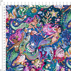 Enchanted Mermaids Navy Fabric