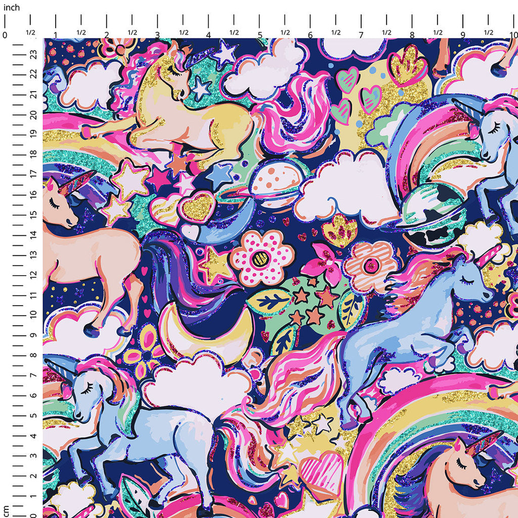 Enchanted Unicorns Navy Fabric