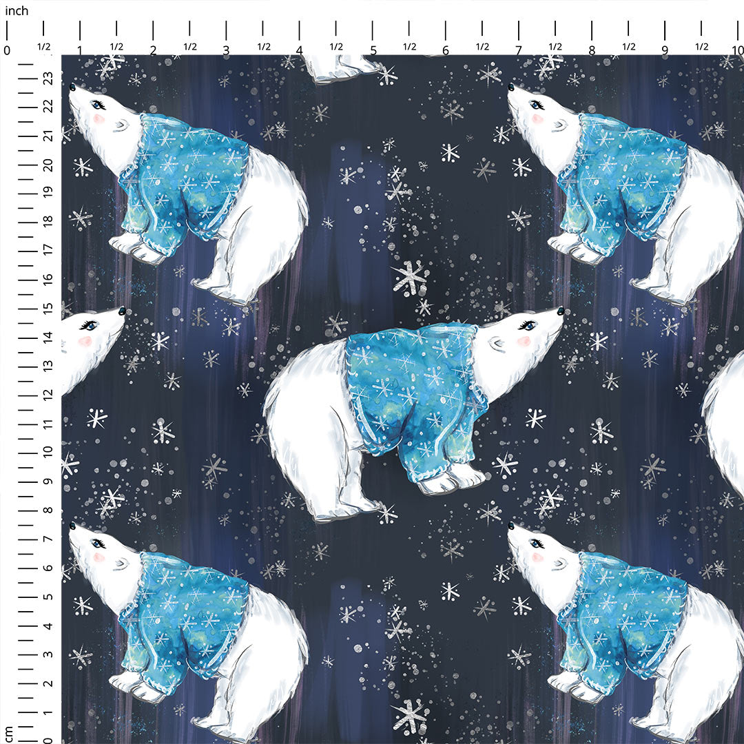 Enchanted Winter Polar Bears Fabric