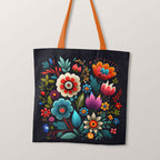 TOTE Enchanted Flowers Dark Navy Fabric Bag Panel