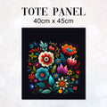 TOTE Enchanted Flowers Dark Navy Fabric Bag Panel