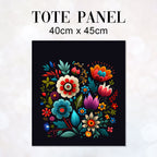 TOTE Enchanted Flowers Dark Navy Fabric Bag Panel