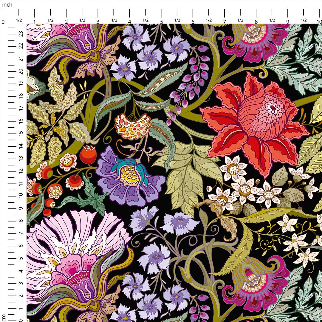 English Garden Black Fabric