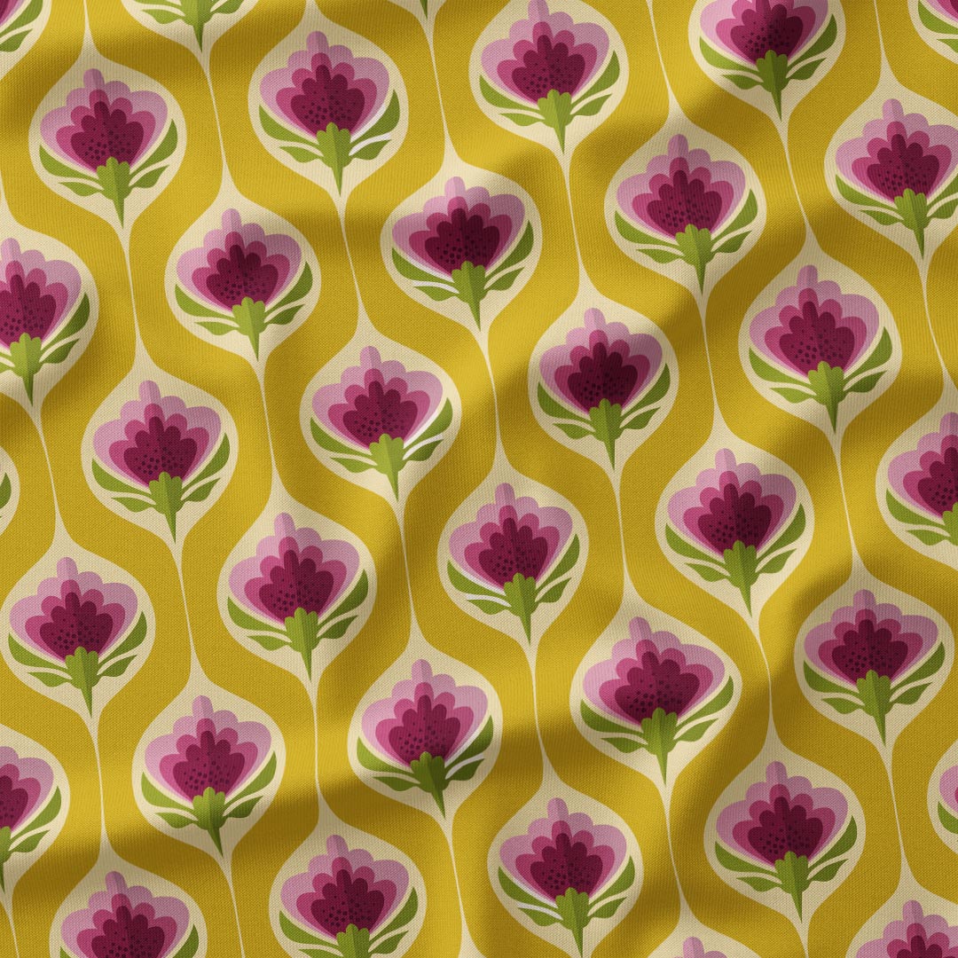 Erika Mustard Floral Drops Fabric