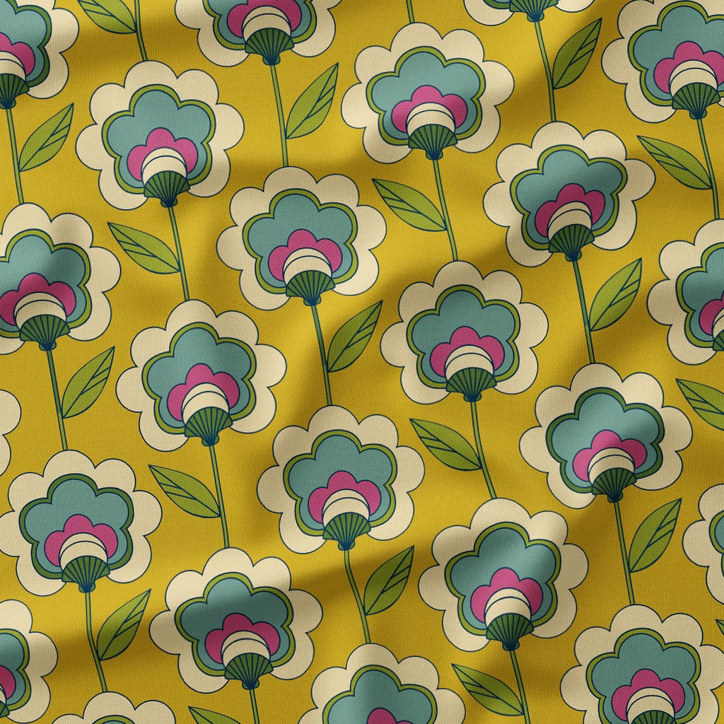 Erika Mustard Flowers Fabric