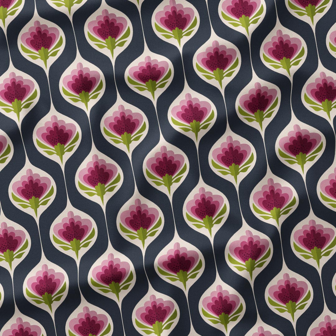 Erika Navy Floral Drops Fabric