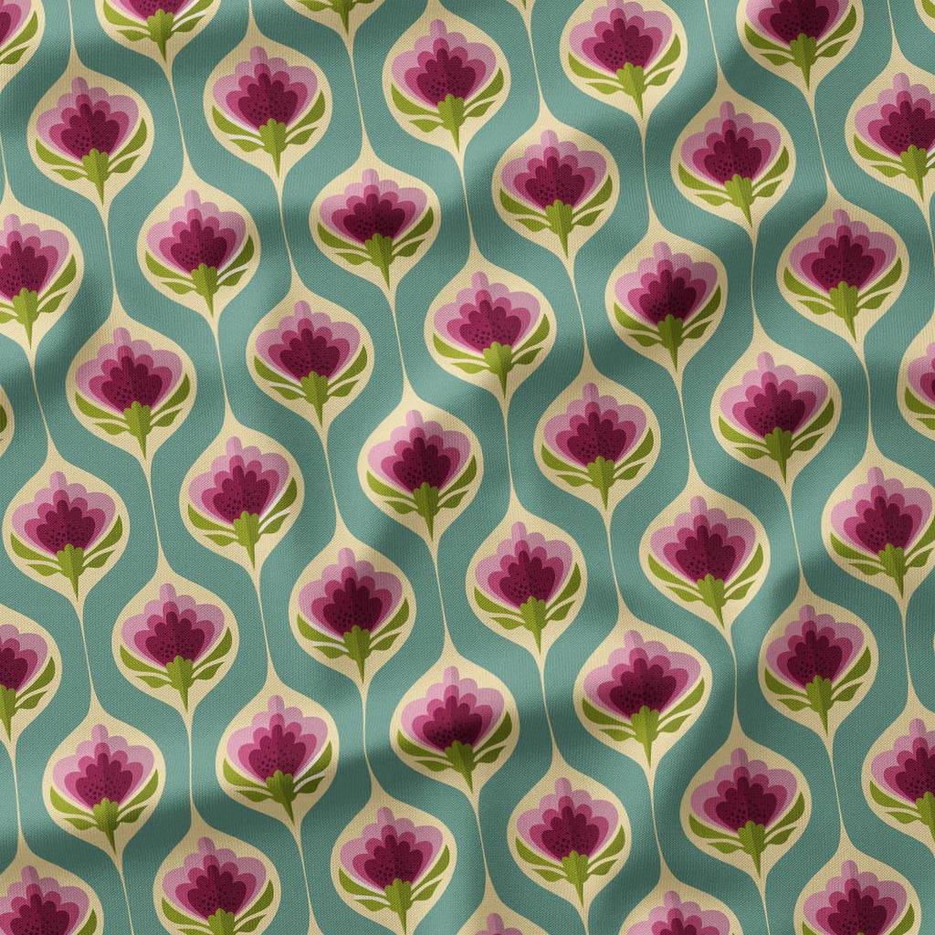Erika Teal Floral Drops Fabric